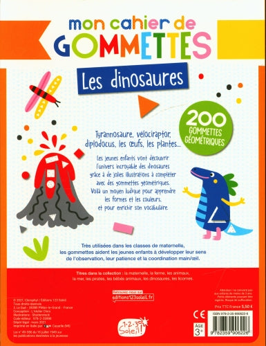 Mon cahier de gommettes - Les dinosaures Cahiers de jeux OLF