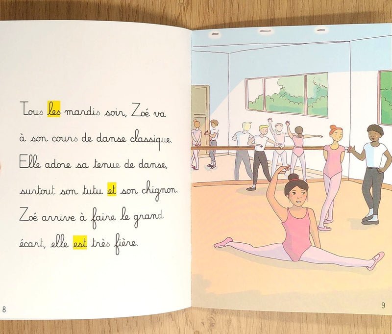Le cours de danse - Mes premières lectures Montessori - Lettres en lié (cursive) - N4 Montessori & Steiner La family shop   