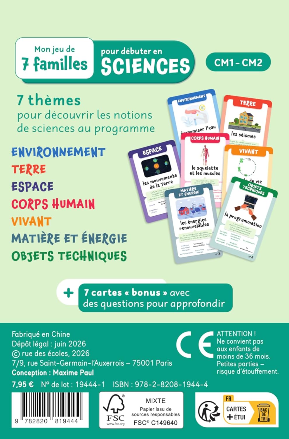 Mon jeu de 7 familles pour débuter en sciences - 6-7P