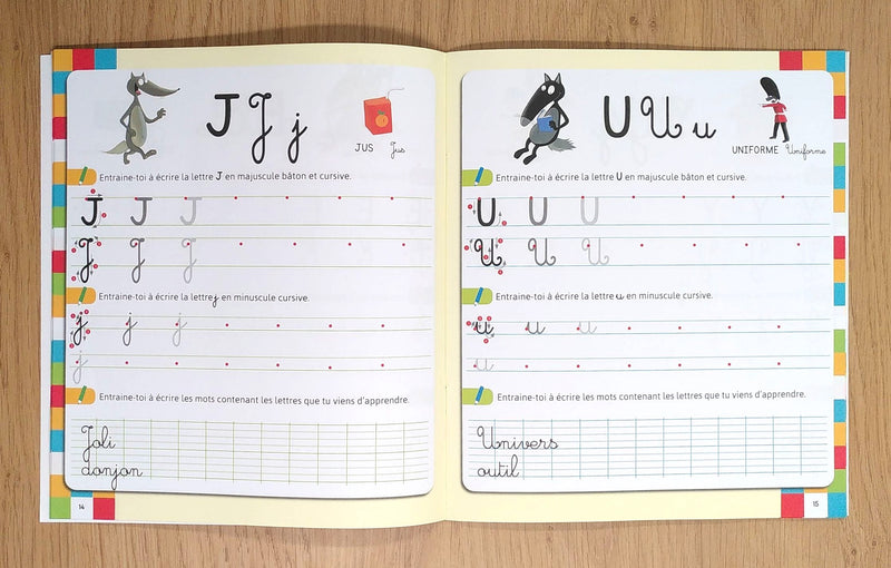 Un cahier d'écriture cursive pour aider les enfants à maitriser l'écriture