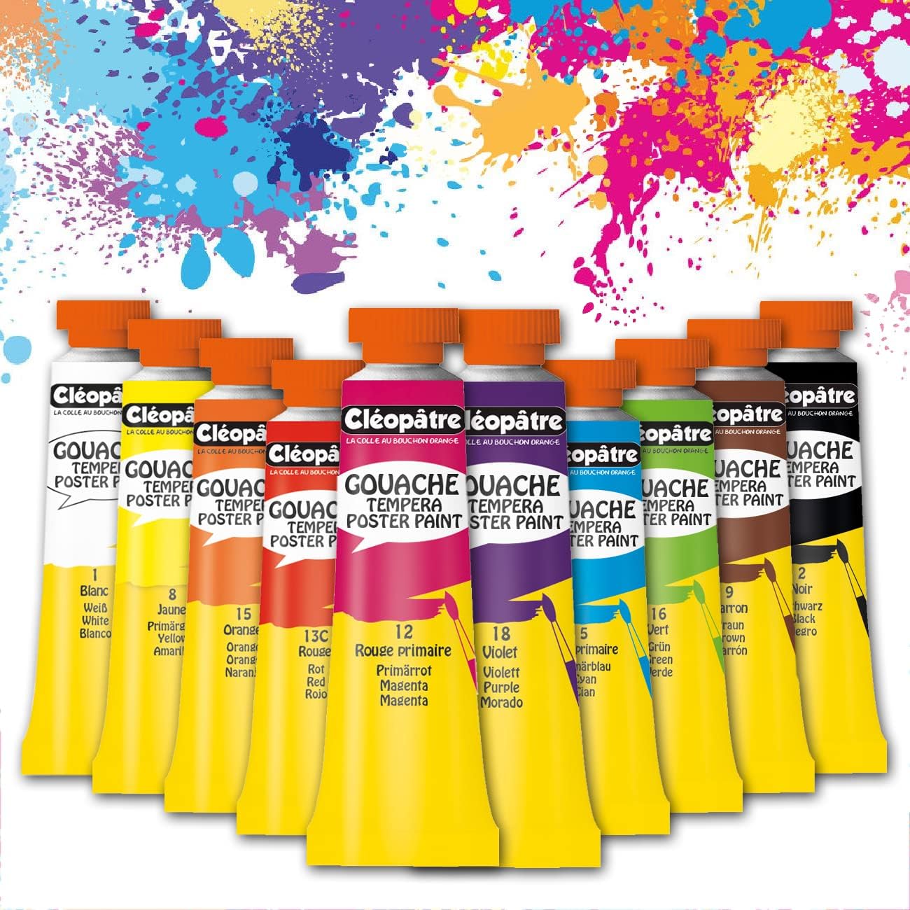 Cléopâtre - Pack de 10 gouaches - couleurs assorties - 10 ml