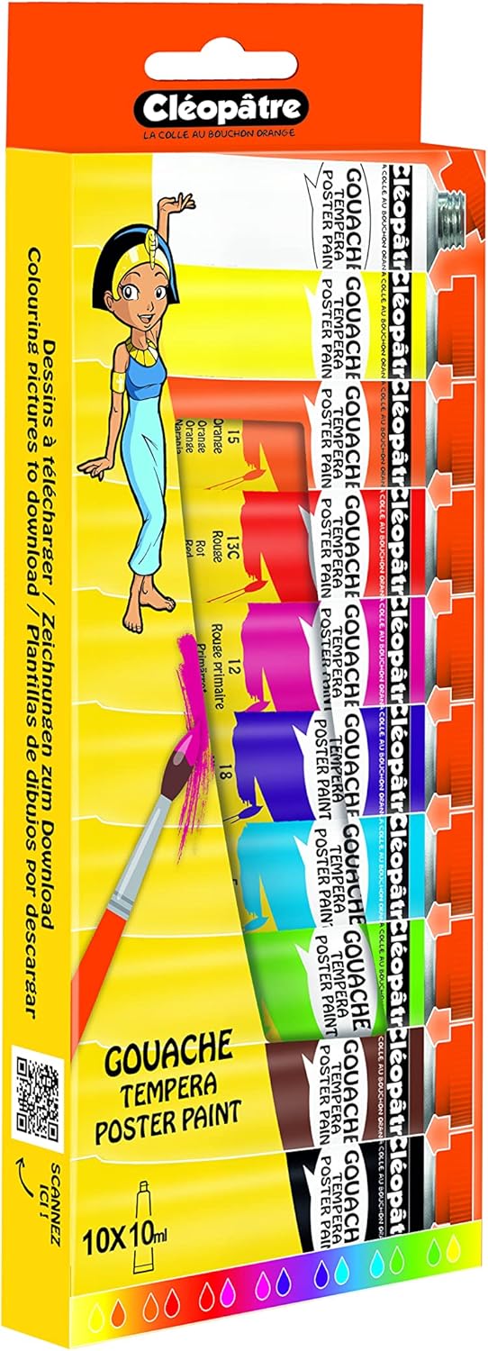 Cléopâtre - Pack de 10 gouaches - couleurs assorties - 10 ml Jeux & loisirs créatifs Interplay