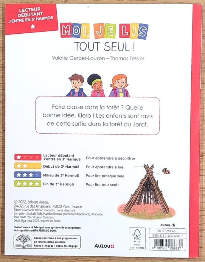 Moi je lis tout seul - N1 - j'entre en 3ème HarmoS - Klorophile : L'école de la forêt du Jorat Livres La family shop   