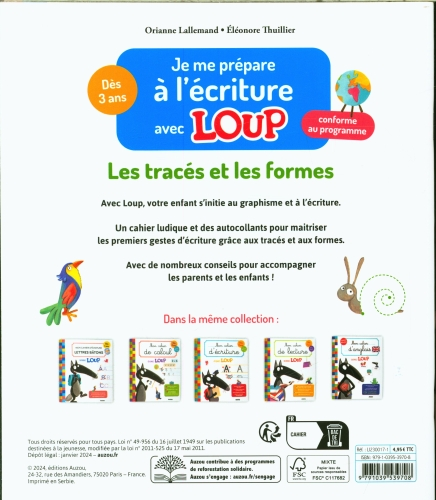 Je me prépare à l'écriture avec Loup : les tracés et les formes - Avec des autocollants Cahiers de jeux OLF   