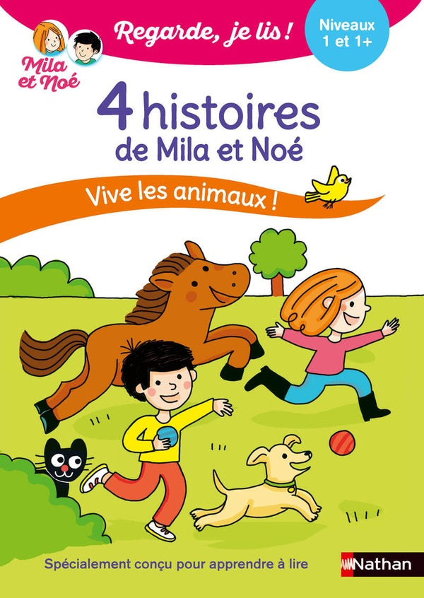 Vive les animaux ! 4 histoires de Mila et Noé pour apprendre à lire - Niveau 1  et 1+ Livres La family shop   