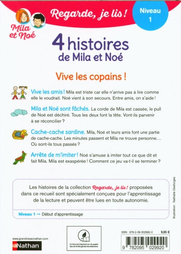 Vive les copains! 4 histoires de Mila et Noé pour apprendre à lire - Niveau 1 Livres La family shop   