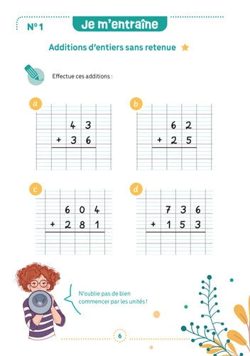 Cahier de calcul mental - Additions posées - Dès 7 ans - (3 - 6e harmos) Appuis scolaires Dilisco - OLF (Attention new Edit en 2025)