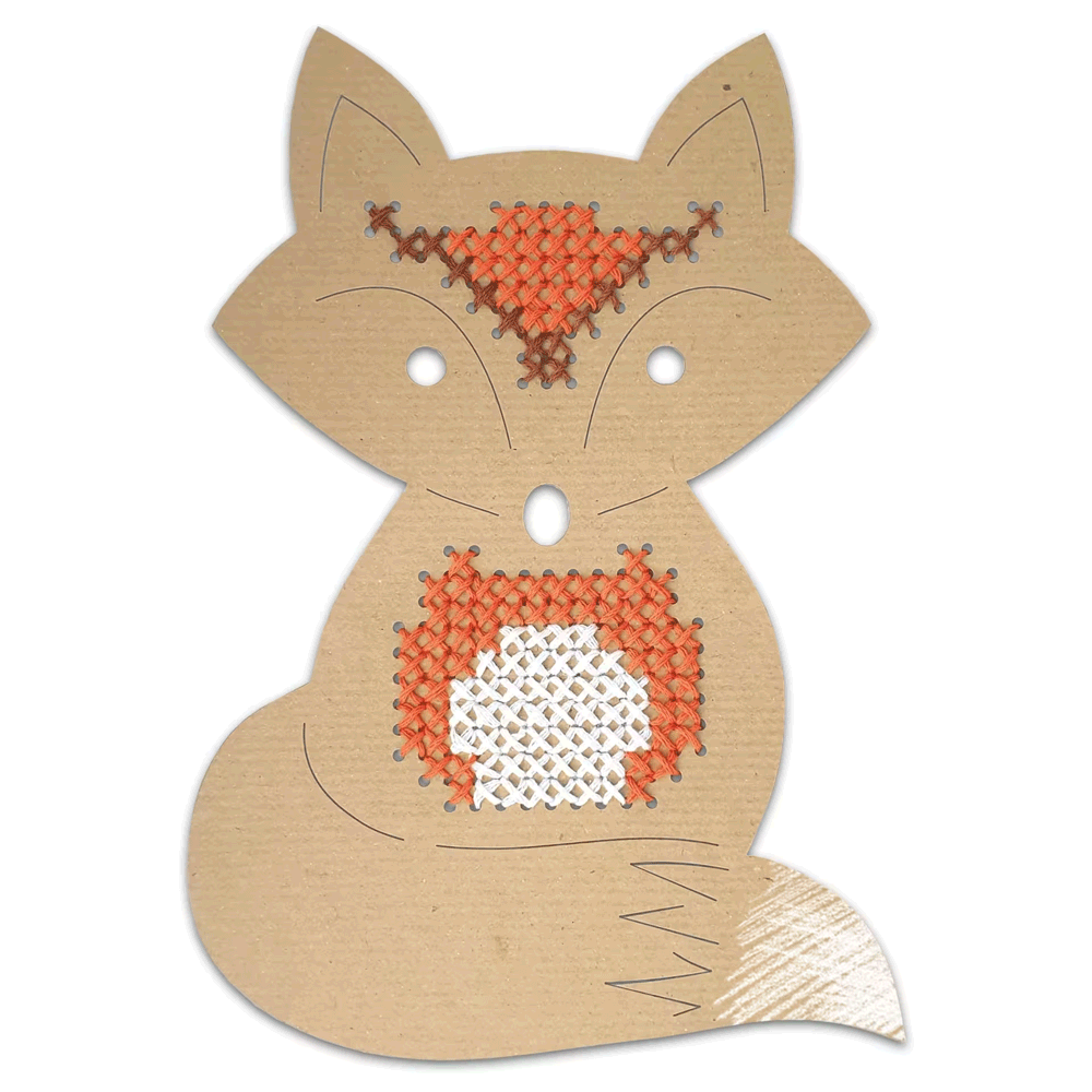 Cartes à broder animaux en carton brun - Enfant dès 4 ans