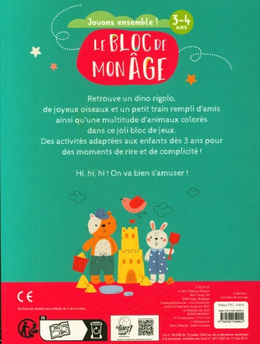 Le bloc de mon âge ( 3-4 ans) - Jouons ensemble ! Cahiers de jeux OLF