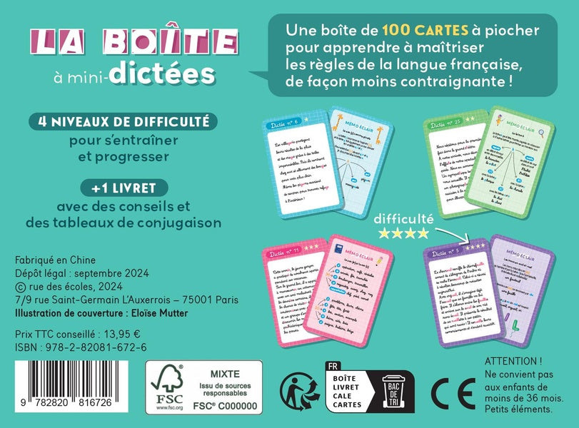 La boite à mini-dictées - 5-6 et 7e harmos -8-10 ans Appuis scolaires Dilisco (inséré aussi dans dyslexie)