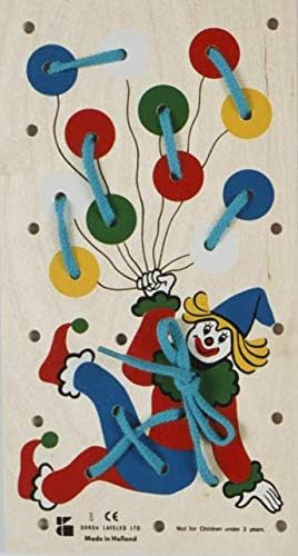 Jeu en bois dès 24 mois - Laçage du clown et de ses ballons multicolores