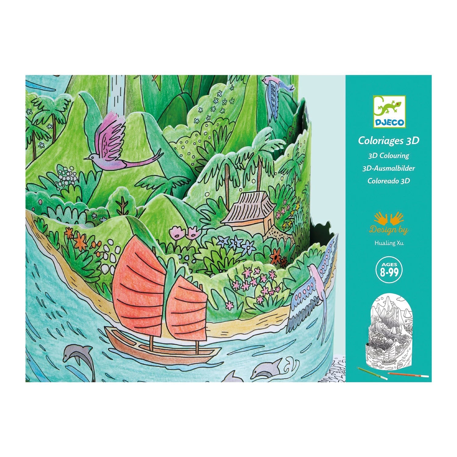 Coloriage 3D diorama - Au sommet de mon île Jeux & loisirs créatifs Carletto