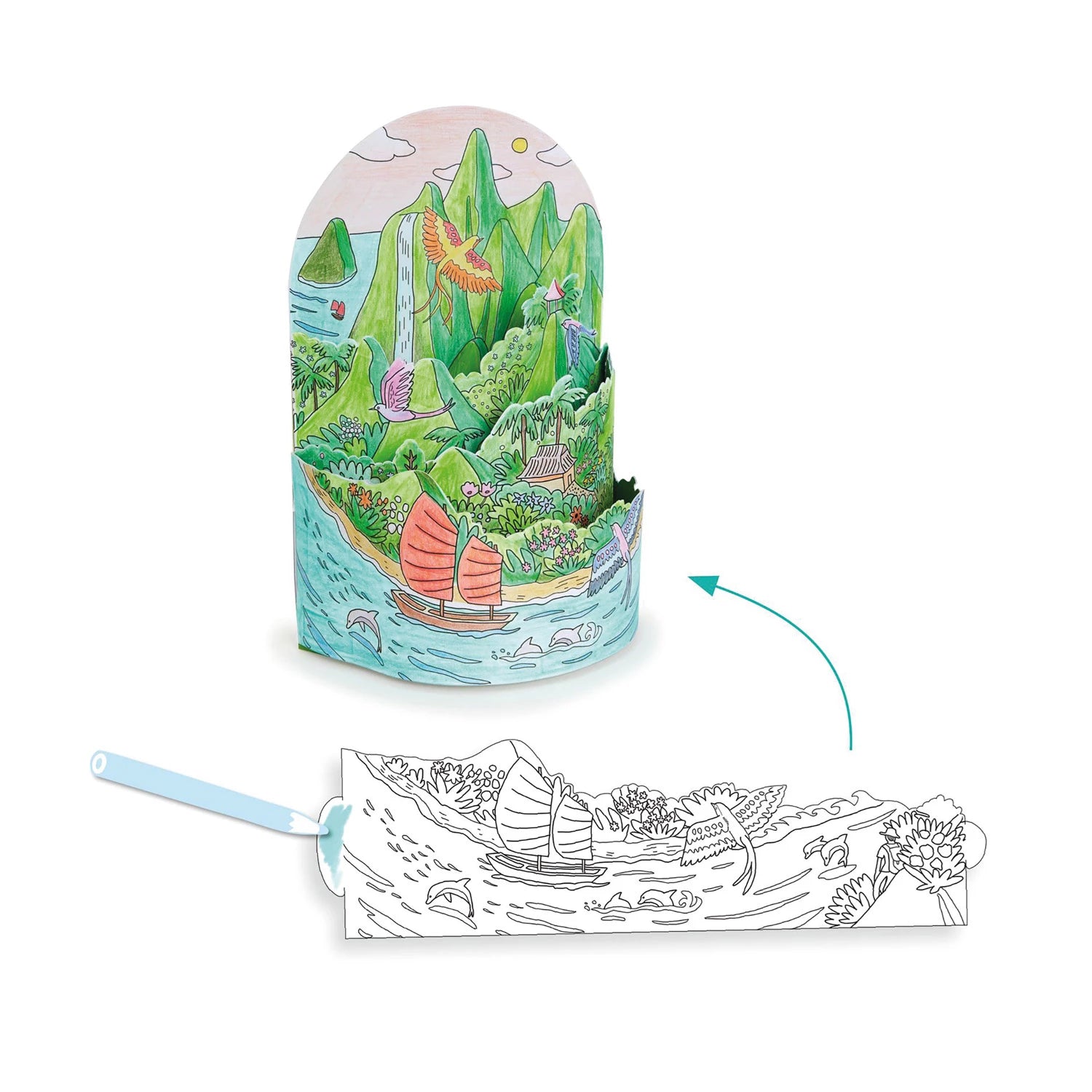 Coloriage 3D diorama - Au sommet de mon île Jeux & loisirs créatifs Carletto