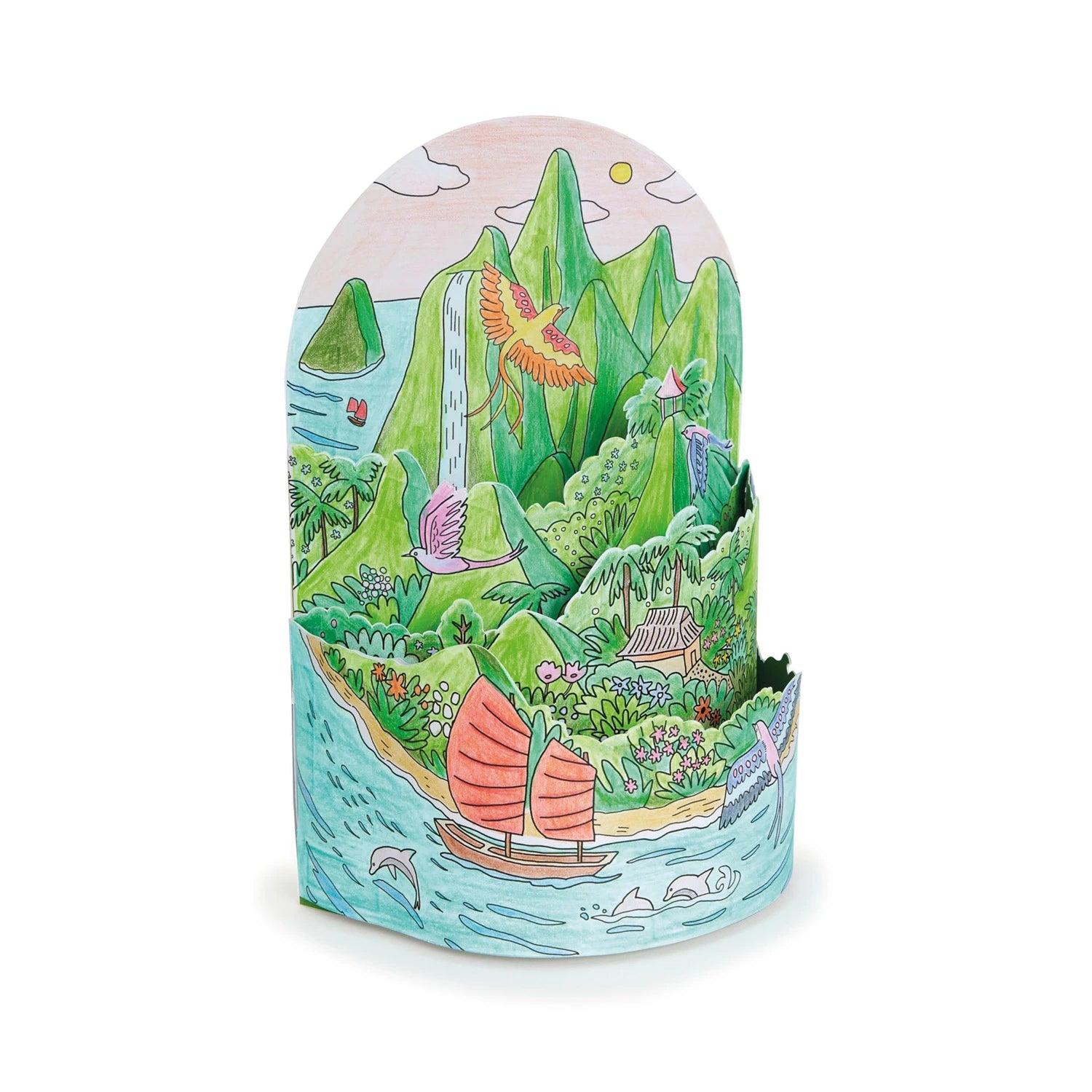 Coloriage 3D diorama - Au sommet de mon île Jeux & loisirs créatifs Carletto