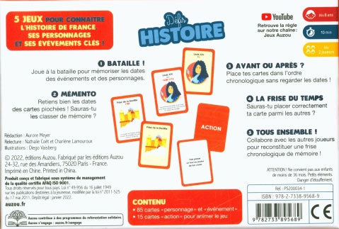 Défis histoire - Jeu éducatif de défis historiques Jeux & loisirs créatifs La family shop   