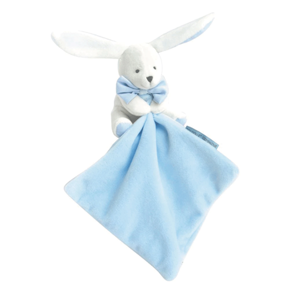 Mini Doudou Lapin Blanc et Bleu – Un cadeau de naissance plein de douceur