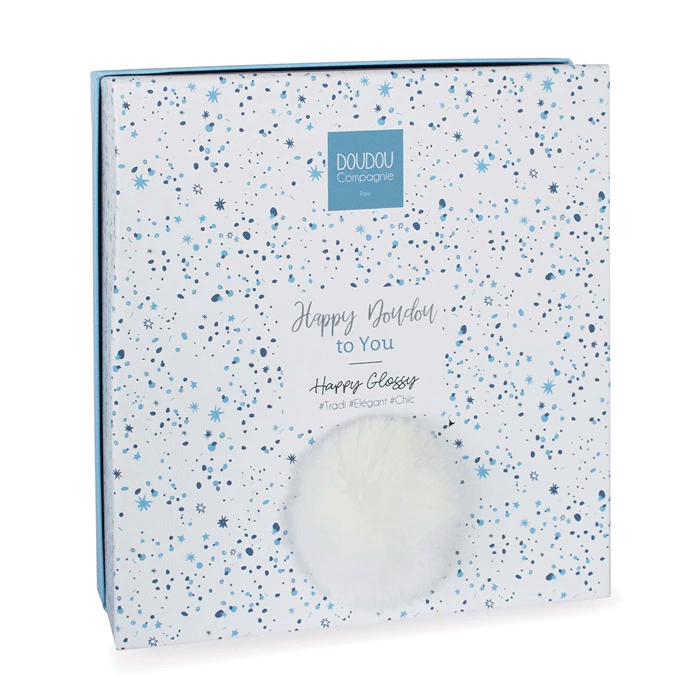 Doudou Lapin Happy Glossy – Cadeau de naissance