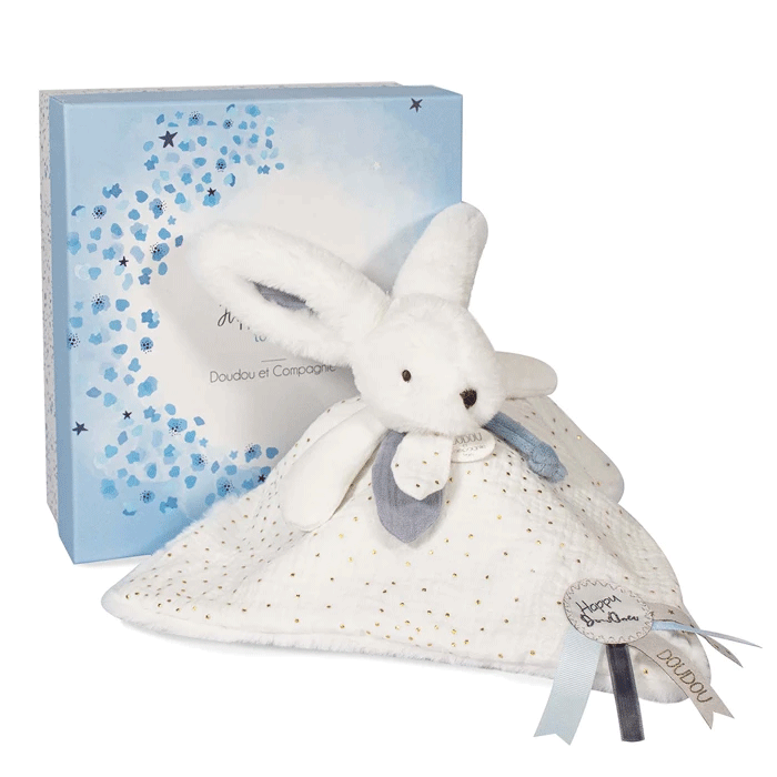 Doudou Lapin Happy Glossy – Cadeau de naissance