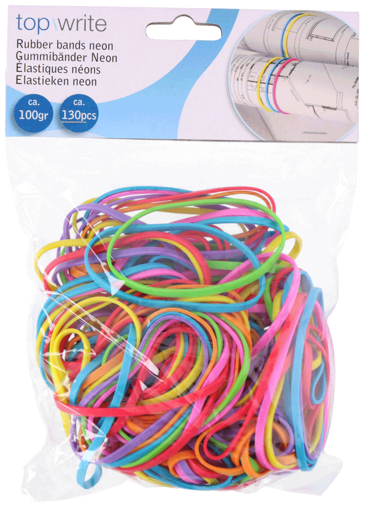 Élastiques de différentes couleurs vives - Env. 50x3mm - Env. 125 Pièces