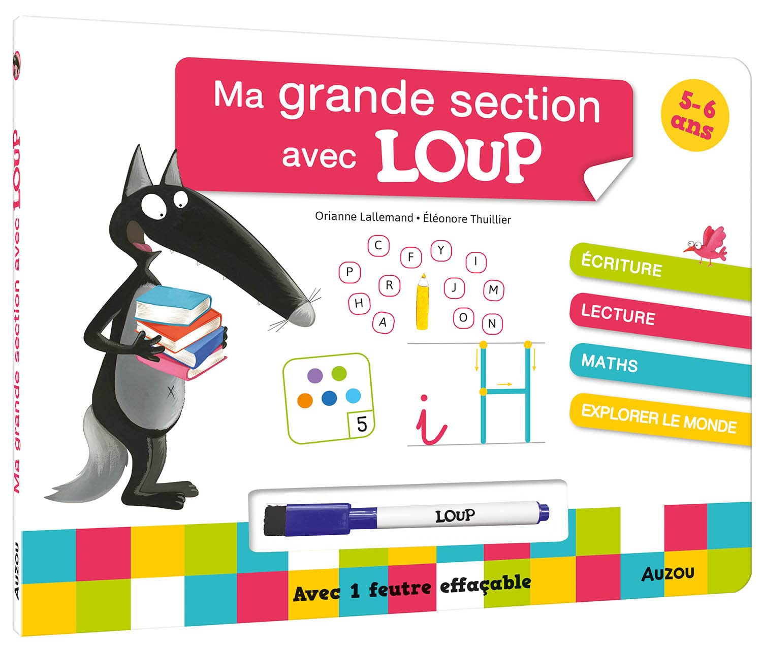 Mon année 2P (grande section) avec Loup - livre-ardoise Appuis scolaires, Cahiers de jeux OLF   