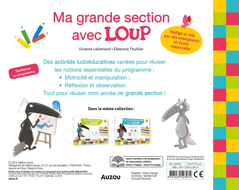 Mon année 2P (grande section) avec Loup - livre-ardoise Appuis scolaires, Cahiers de jeux OLF   