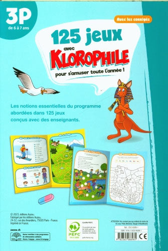 125 jeux avec Klorophile - 3P - 6 à 7 ans Cahiers de jeux La family shop   