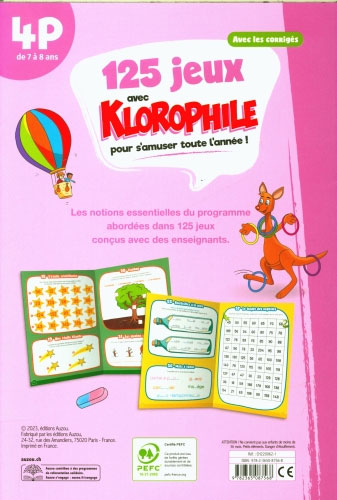 125 jeux avec Klorophile - 4P - 7 à 8 ans Cahiers de jeux La family shop   