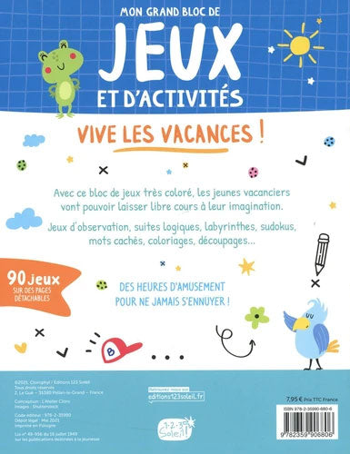 Mon grand bloc de jeux et d'activités vacances - Cahier de jeux Cahiers de jeux OLF   