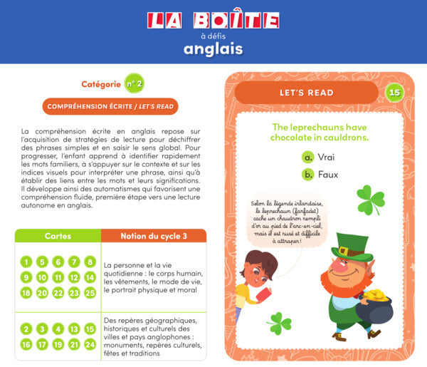 Défis Anglais - Jeu éducatif anglais - 6 et 7e harmos - 9-11 ans