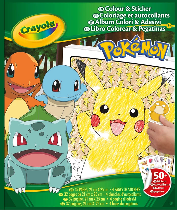 Livre de coloriage et d'autocollants Pokémon - dès 3 ans Carletto