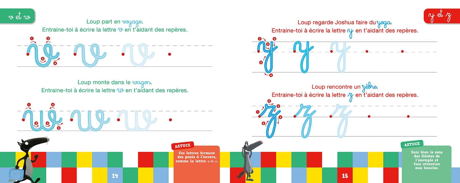 Mes lettres minuscules avec Loup - avec 1 feutre effaçable Appuis scolaires OLF   