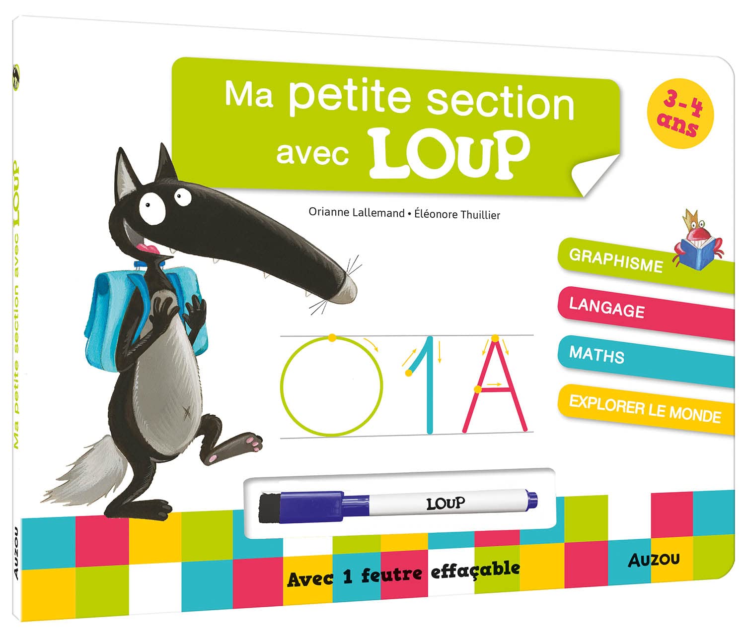 Mon année 1P (petite section ) avec Loup - livre-ardoise Appuis scolaires, Cahiers de jeux OLF   