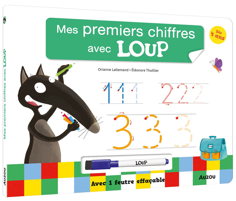 Mes premiers chiffres avec Loup - livre-ardoise Appuis scolaires, Cahiers de jeux OLF   