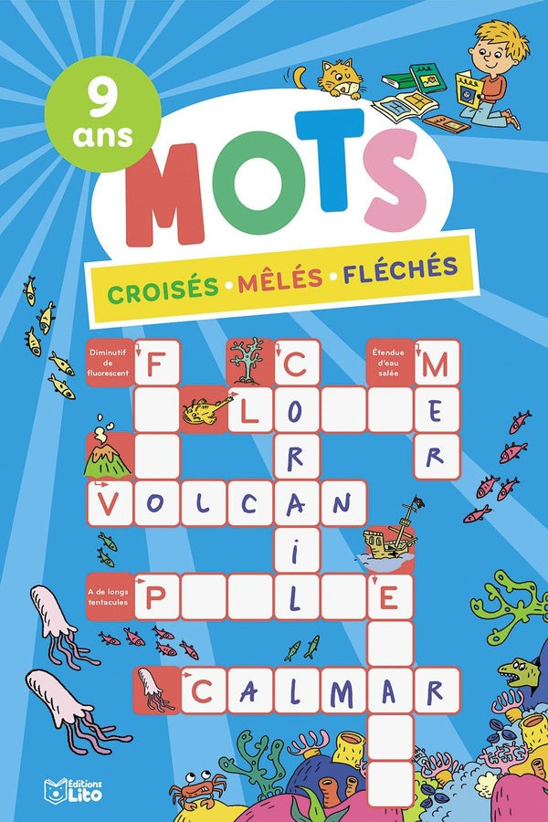 Mots croisés et mots mêlés et fléchés - 9 ans ! Cahiers de jeux La family shop
