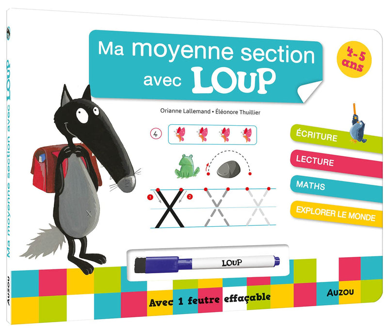 Mon année 1P (moyenne section) avec Loup - livre-ardoise Appuis scolaires, Cahiers de jeux OLF   