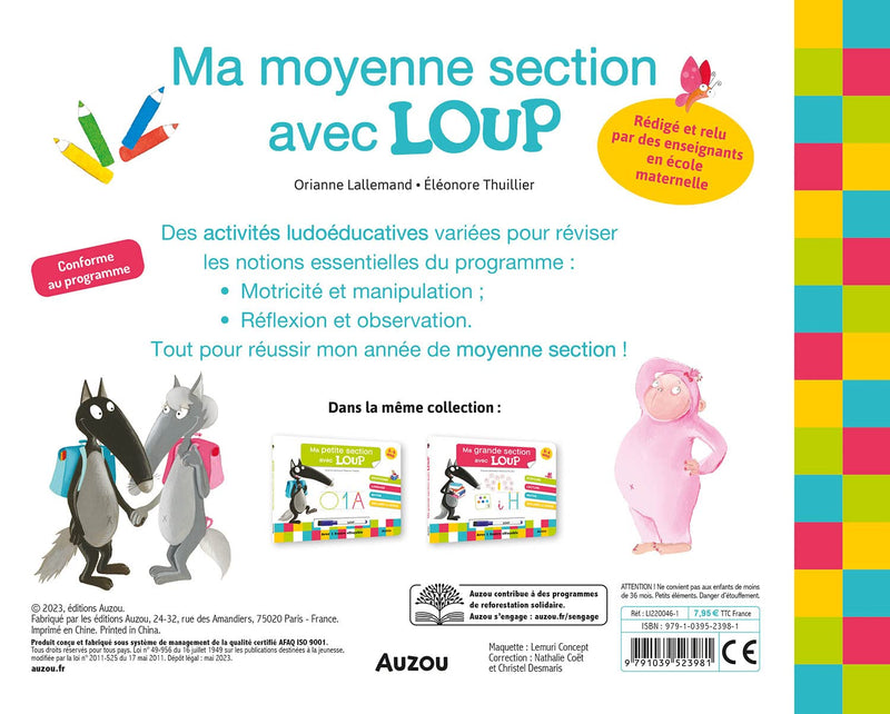 Mon année 1P (moyenne section) avec Loup - livre-ardoise Appuis scolaires, Cahiers de jeux OLF   