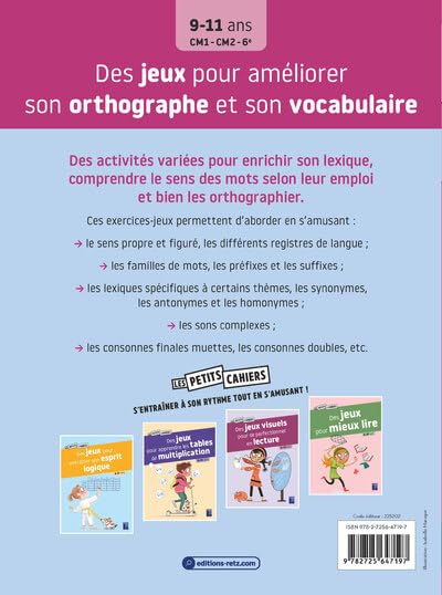 Cahier de jeux: Des jeux pour être bon en orthographe et en vocabulaire - 9-11 ans - 5-7eme harmos Cahiers de jeux La family shop