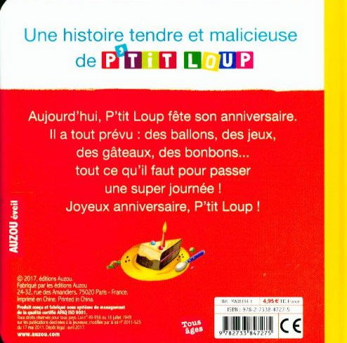 P'tit Loup fête son anniversaire Livres La family shop   