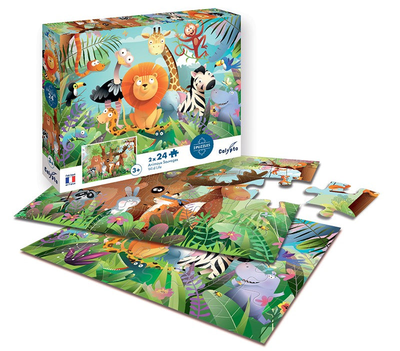 2 Puzzles Animaux sauvages - Enfant dès 3 ans - 24 pièces Jeux & loisirs créatifs Swissgames