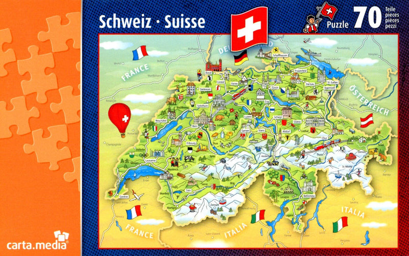 Puzzle carte de Suisse - 70 pièces - Dès 6 ans Jeux & loisirs créatifs Carta.media   