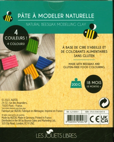 Pâte à modeler naturelle couleur pastel : à base de cire d'abeille Jeux & loisirs créatifs OLF   