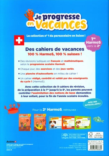 1ère HarmoS - Cahier de vacances - français et maths Cahiers de vacances La family shop   