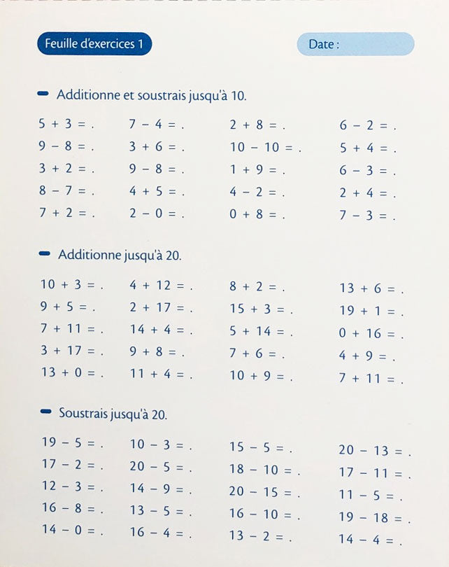 7-8 ans - Calcul 3ème et 4ème harmos Appuis scolaires La family shop   