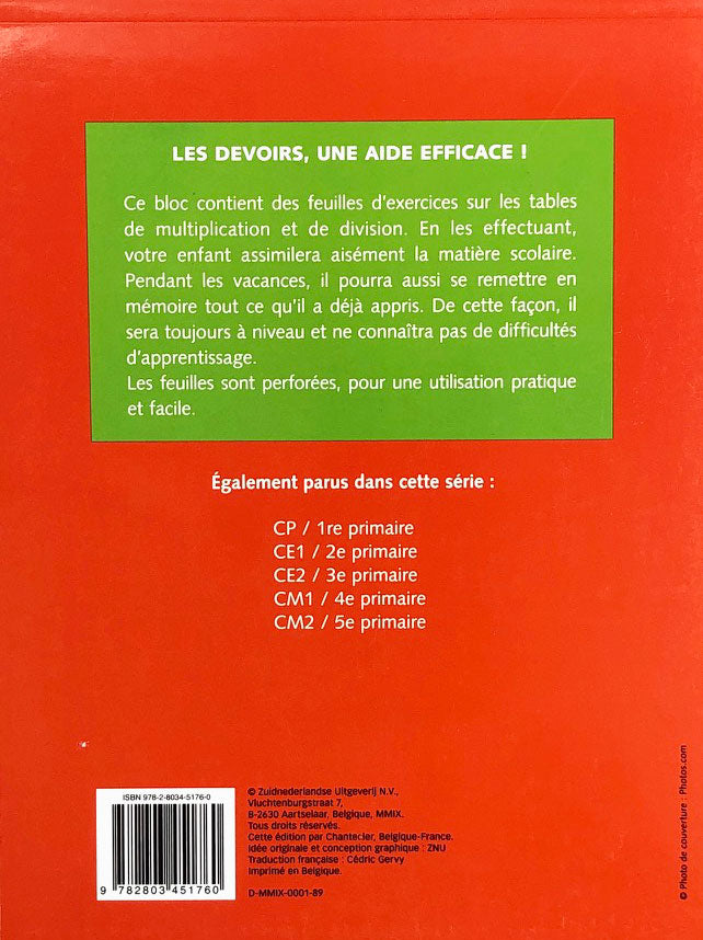 7-8 ans - Tables de multiplication et de division - 3ème-4ème harmos Appuis scolaires La family shop   