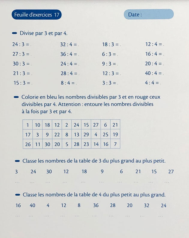7-8 ans - Tables de multiplication et de division - 3ème-4ème harmos Appuis scolaires La family shop   