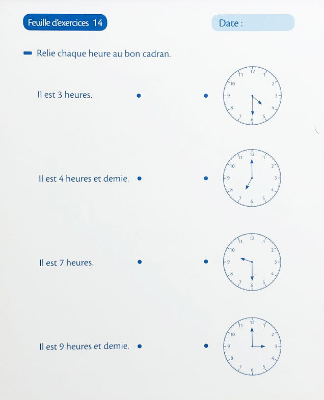 7-9 ans - Exercices concernant l'heure - 4ème - 6ème harmos Appuis scolaires La family shop   