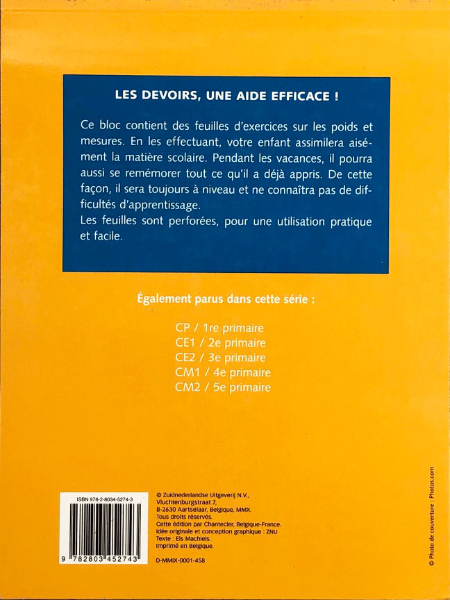 8-9 ans - Poids et mesures - 4ème-5ème harmos Appuis scolaires La family shop   