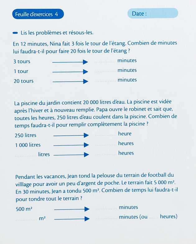 9-10 ans - Exercices Problèmes - 5ème - 6ème harmos Appuis scolaires La family shop   