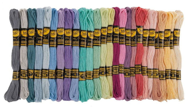 Set de fil à broder - 100% coton, 52 écheveaux de 26 couleurs pastels Jeux & loisirs créatifs Opitec   