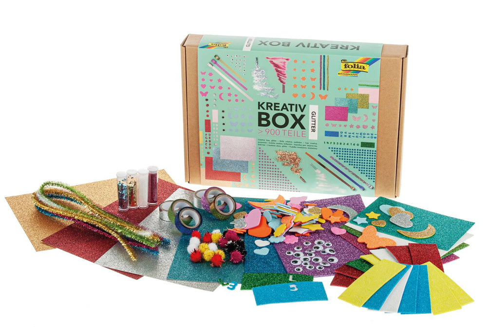 coffret créatif: paillettes, autocollants, pompons..., env. 900 éléments Jeux & loisirs créatifs Opitec - 650881   